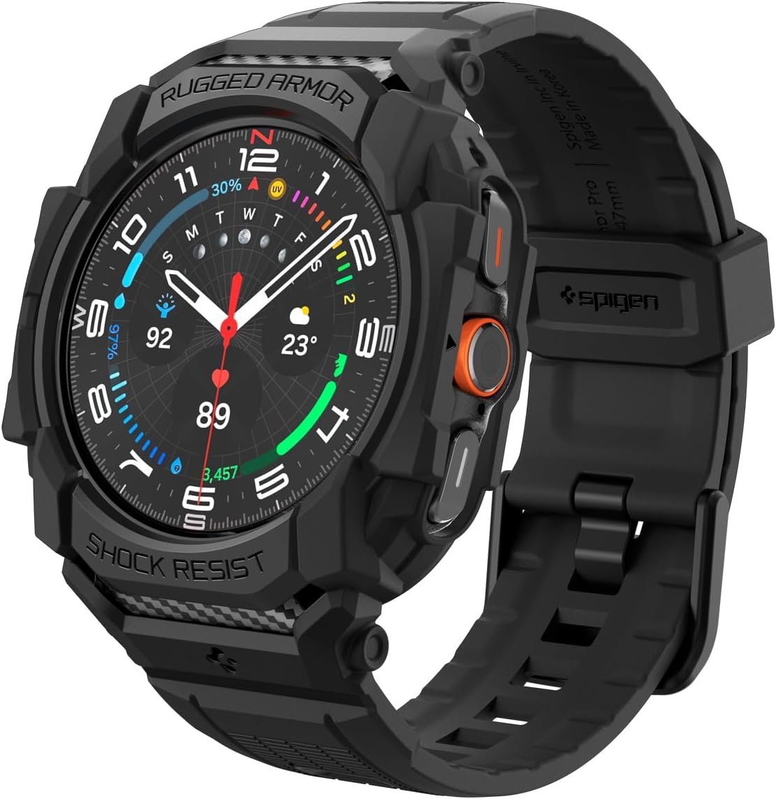 Spigen Rugged Armor Pro Designed for Samsung Galaxy Watch Ultra 47mm Case with Band, Rugged Galaxy Watch Ultra Band with Protective Case (2024) - Matte Black - Image 2