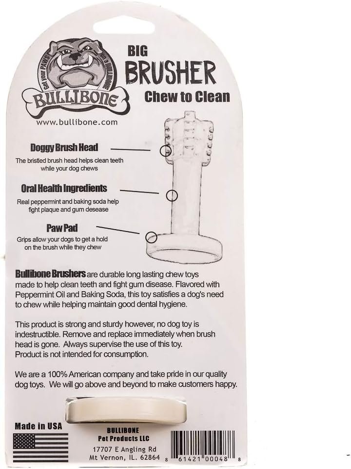Bullibone Brusher: Dog Teeth Cleaning Brushing Toothbrush Stick - Long Lasting Nylon Peppermint Dog Dental Chew Toy for Oral Care and Dental Health, for Large and Medium Dogs - Image 3
