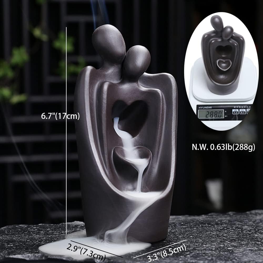 Heart to Heart Ceramic Backflow Incense Burner Statue, Love Couple Figurines, Valentines, Anniversary, Wedding Gifts for Wife or Husband - Image 7