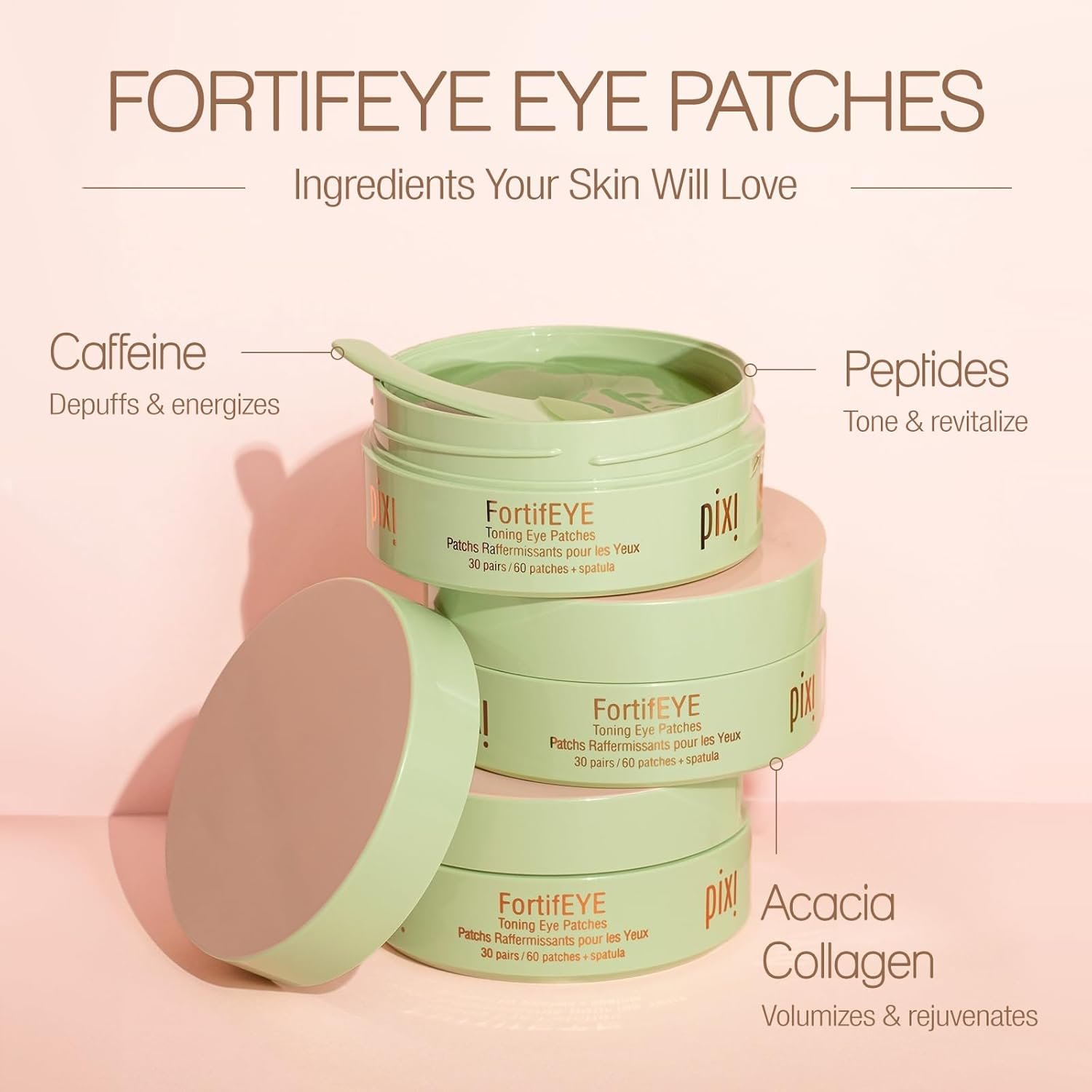 Pixi FortifEYE Firming Hydrogel Under-Eye Patches, Collagen Eye Patches For Under Eyes, Energize & Tone Eye Area, 30 Pairs / 60 Patches - Image 4