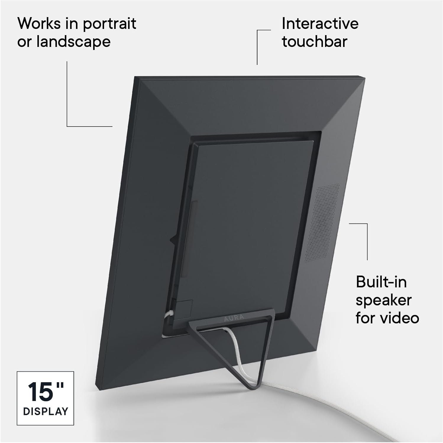 Aura Walden 15" WiFi Digital Picture Frame | Wirecutter's Best Digital Frame for Gifting | Send Photos from Your Phone | Quick, Easy Setup in Aura App | Free Unlimited Storage | Ink with White Mat - Image 5
