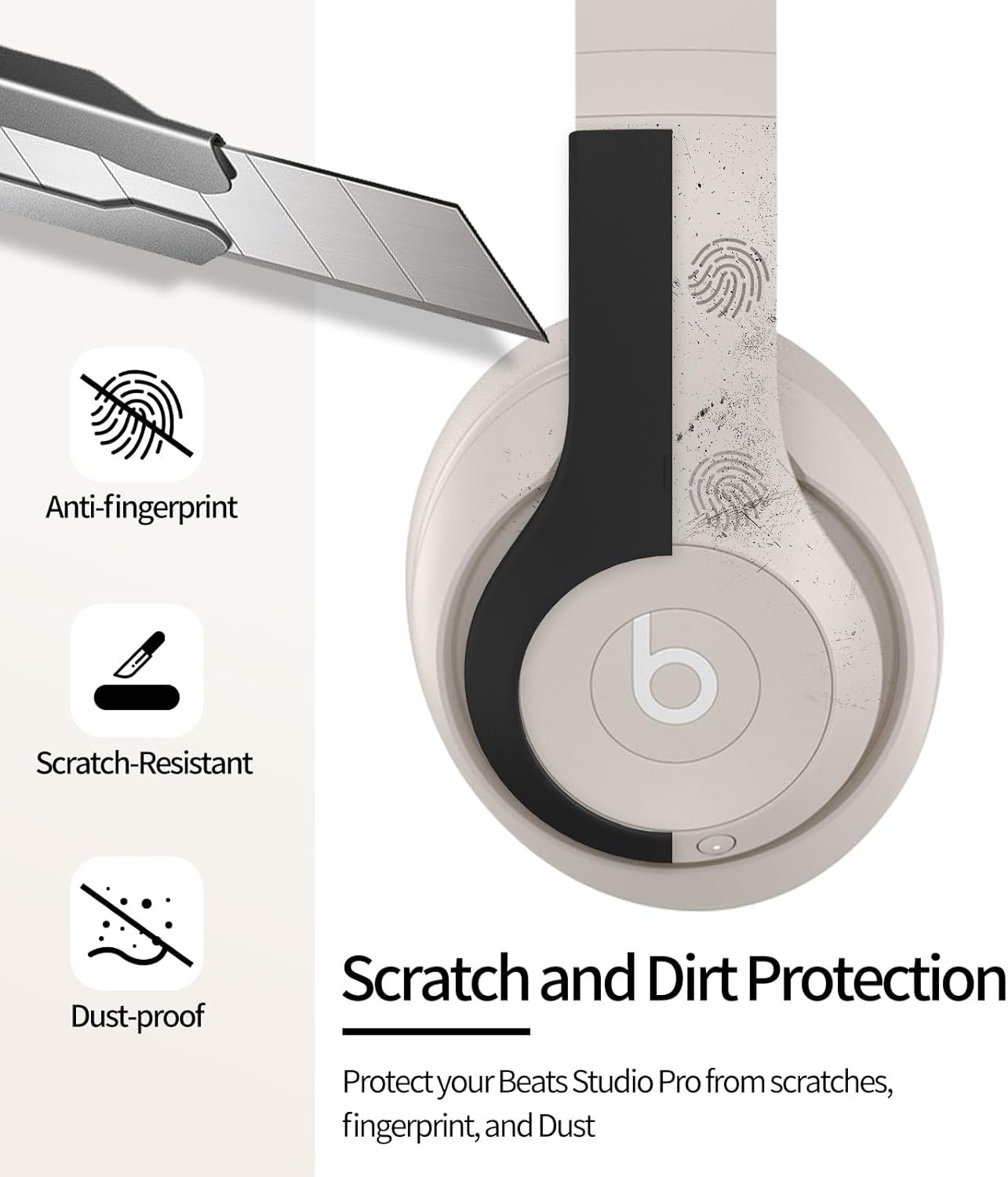 Silicone Case Cover for Beats Studio Pro, Durable Outer Earphone Panel Accessories Cover ONLY Compatible with Beats Studio Pro Wireless Bluetooth Noise Cancelling Headphones-Black - Image 4