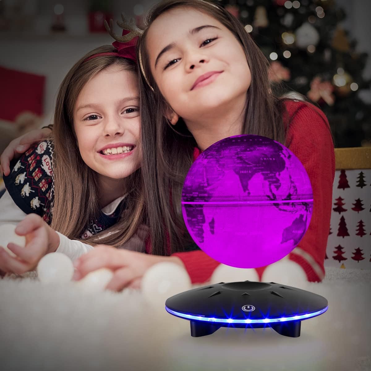 Colorful Levitating Globe with Touch Base, Floating Globe LED Lamp Ball World Map,Magnetic Levitation Room Decor Display Stand, Cool Gadget Gift, Christmas Orgament - Image 6