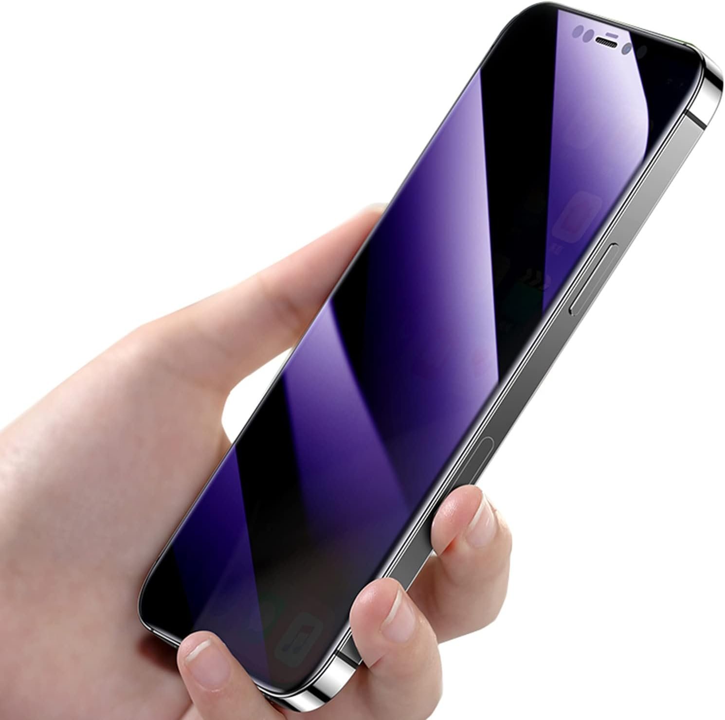 2 Pack Anti-Blue Privacy Tempered Glass Suit for iPhone 12 / iPhone 12 Pro Anti-Spy Screen Protector Anti-Peeping Film 9H Hardness Anti-scratch Full Covered 6.1 inch (Blue) - Image 9