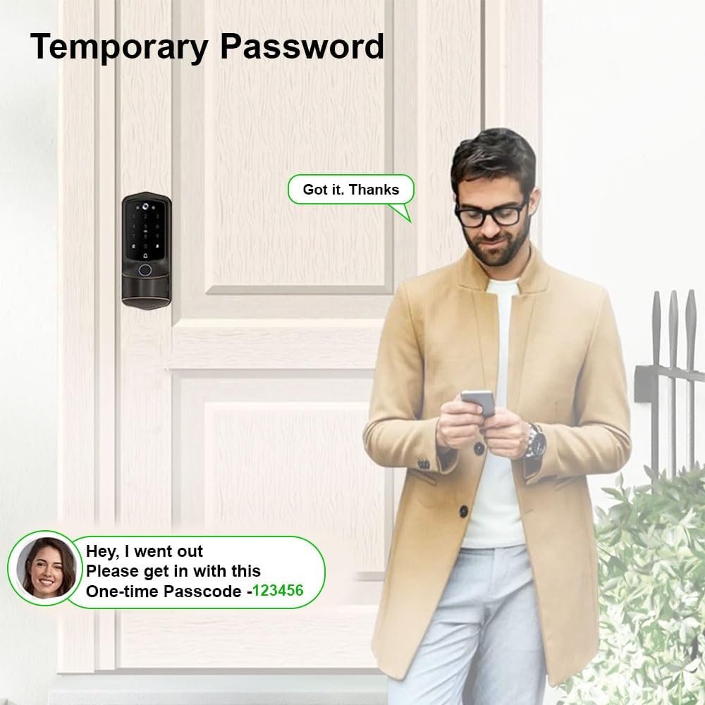 Smart Door Lock with Camera for Front Door, Keyless Door Entry with Doorbell, Electronic & Electric Lock with Deadbolt, Fingerprint, Wi-Fi, Tuya App - Image 9