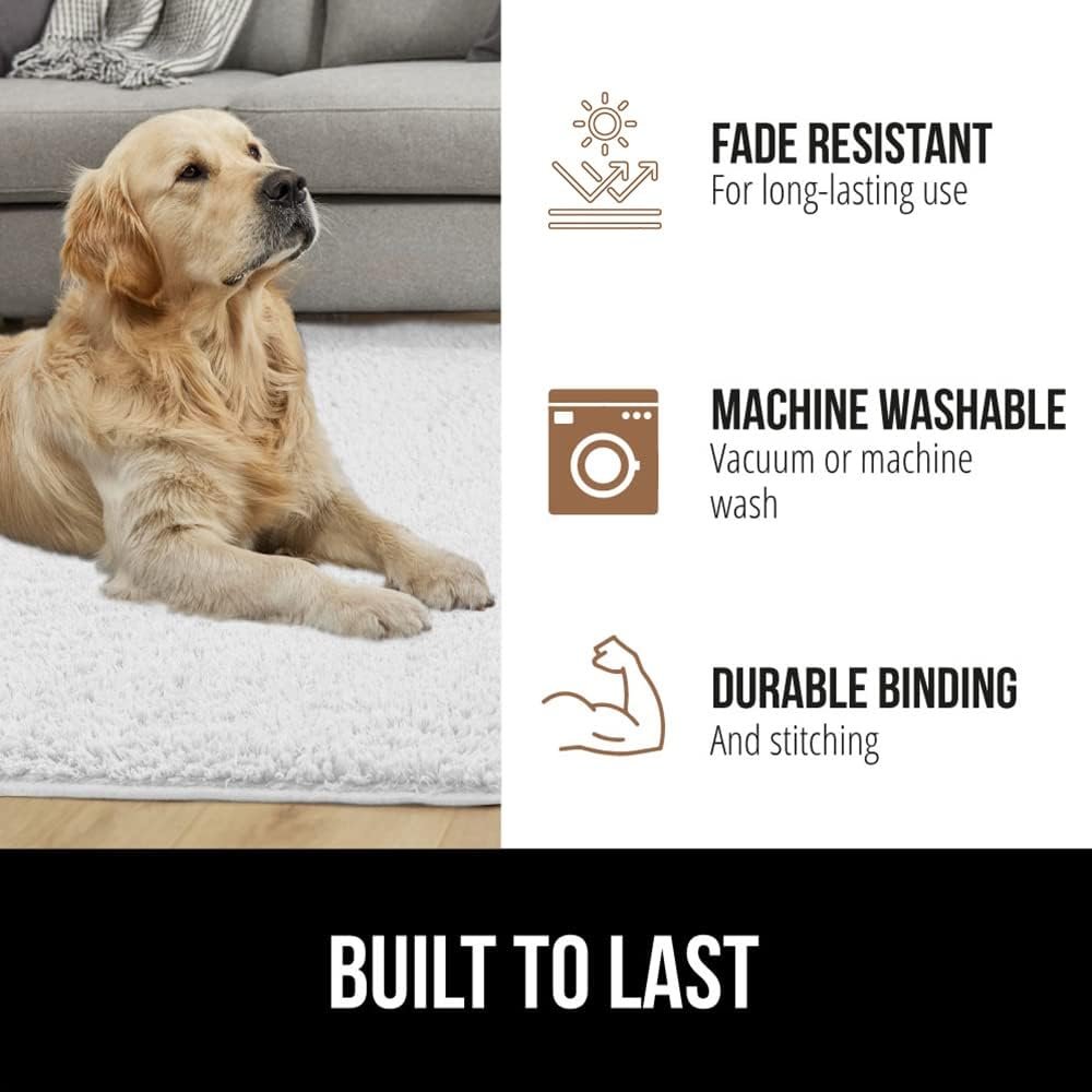 Gorilla Grip Soft Faux Fur Area Rug, Washable, Shed and Fade Resistant, Grip Dots Underside, Fluffy Shag Indoor Bedroom Rugs, Easy Clean, for Living Room Floor, Nursery Carpets, 4x6 FT, Pure White - Image 7