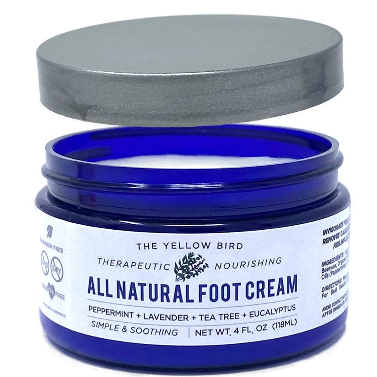 Yellow Bird Natural Foot Cream - For Dry and Cracked Feet Repair. Organic Athlete’s Foot Balm. Salve Moisturizer for Heel Care & Callus Treatment with Tea Tree Oil & Peppermint Essential Oils - Image 2
