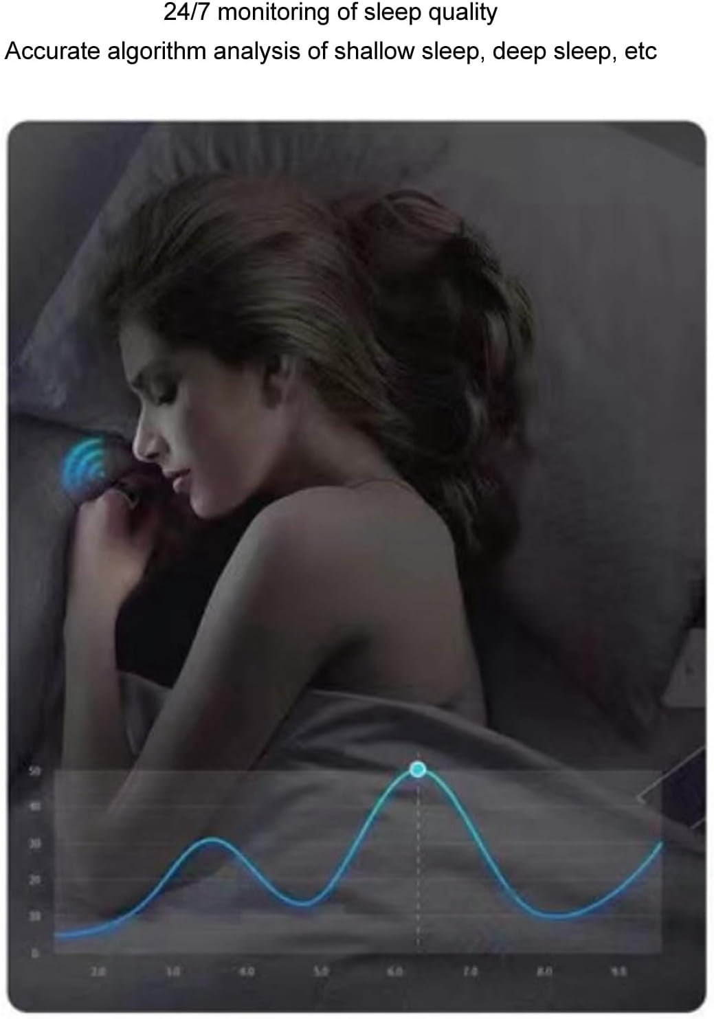 Smart Ring, Waterproof Ceramic Ring, Universal Wearable BT Connection Health for Mobile Phone, Sports Ring with Heart Rate Monitor, Sleep Monitor, Temperature, Oxygen (Black No. - Image 9