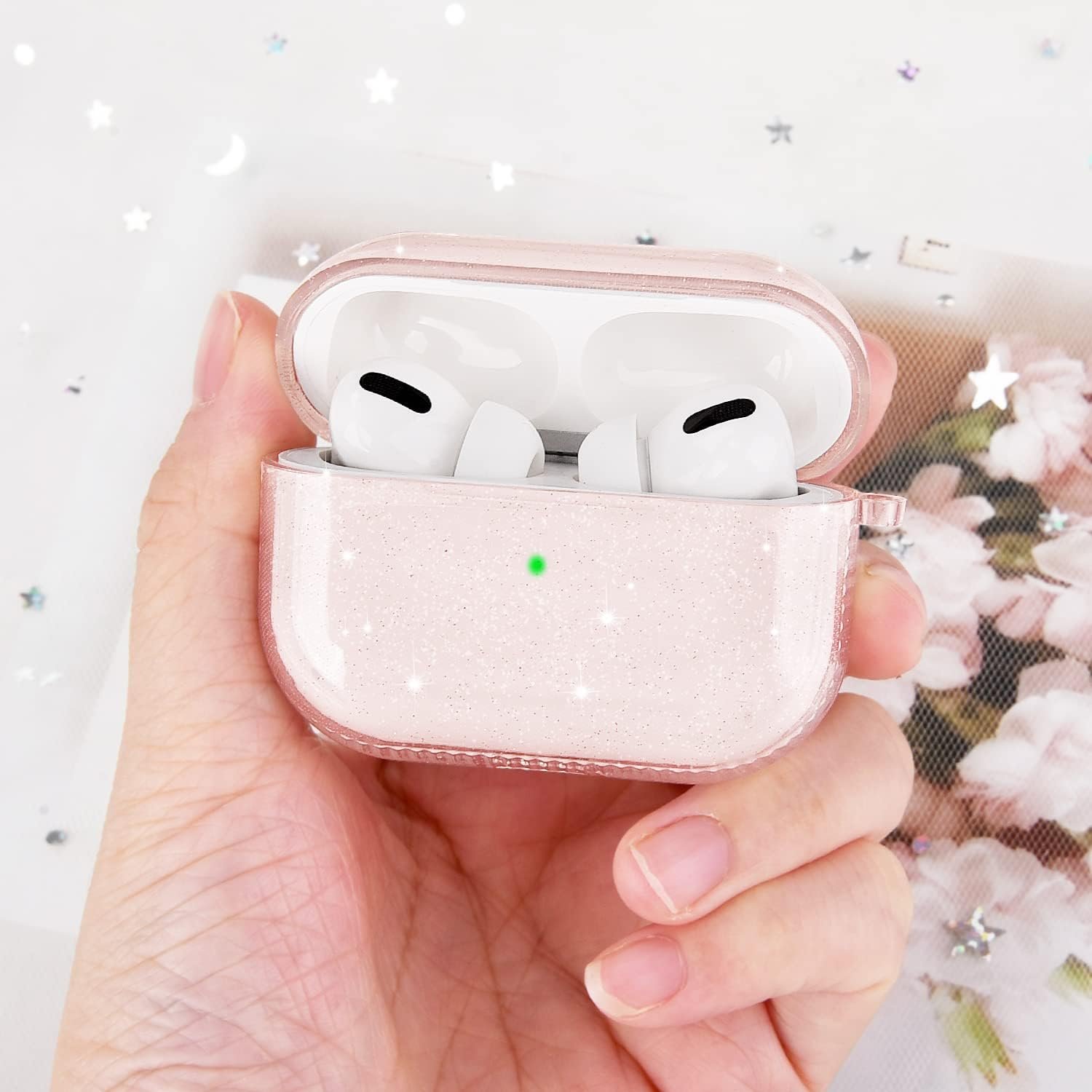 KOREDA Compatible with AirPods Pro 2nd Generation/1st Generation Case Cover, Soft Clear TPU Bling Transparent Protective Shockproof Case Designed with Keychain for AirPods Pro & AirPods Pro 2 Case - Image 3