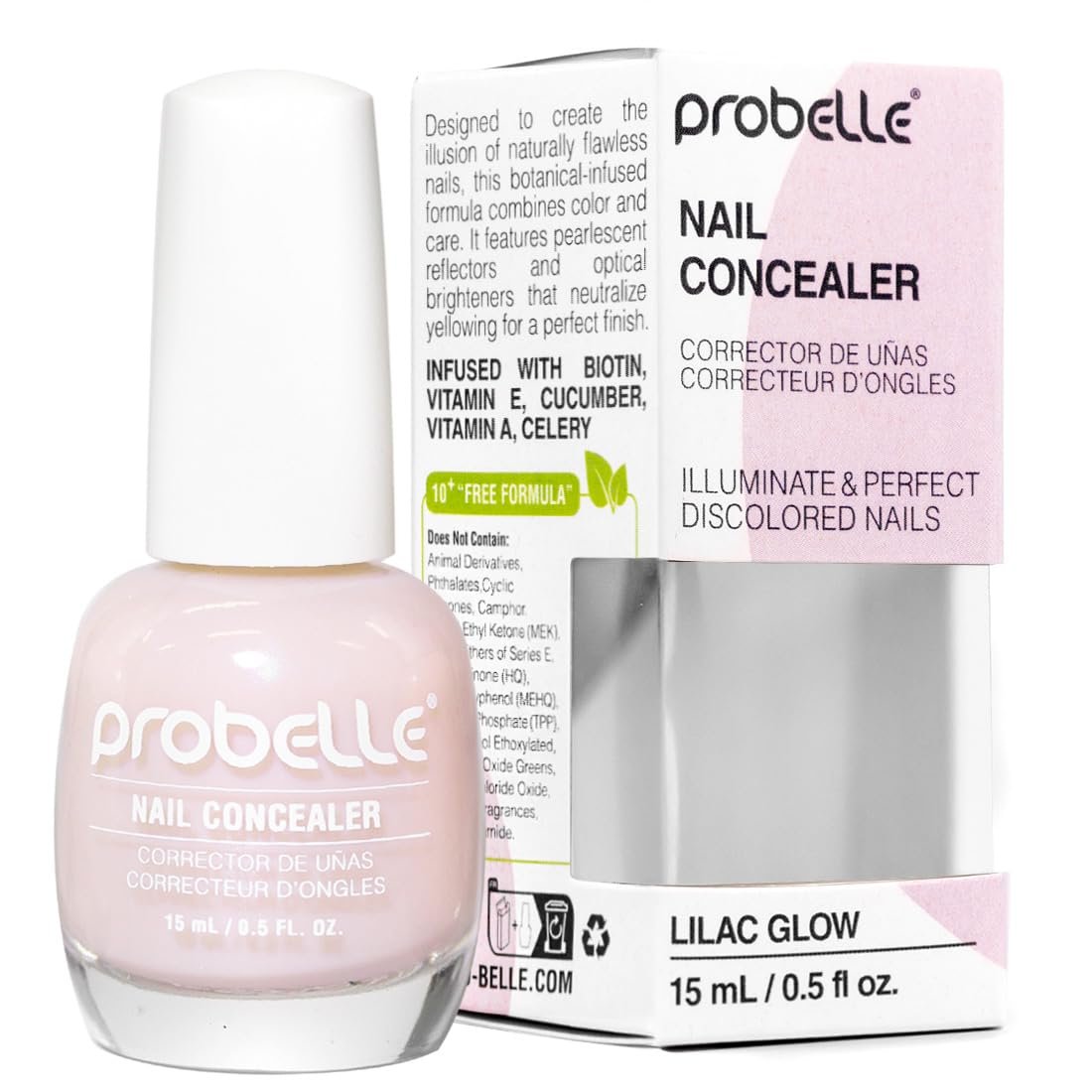 Probelle Illuminating Nail Concealer, Sheer Long Lasting Brightening Nail Polish for yellowing discolored nails, perfect finish for damaged nails with imperfections, Vegan, Gluten Free, Lilac Glow - Image 2