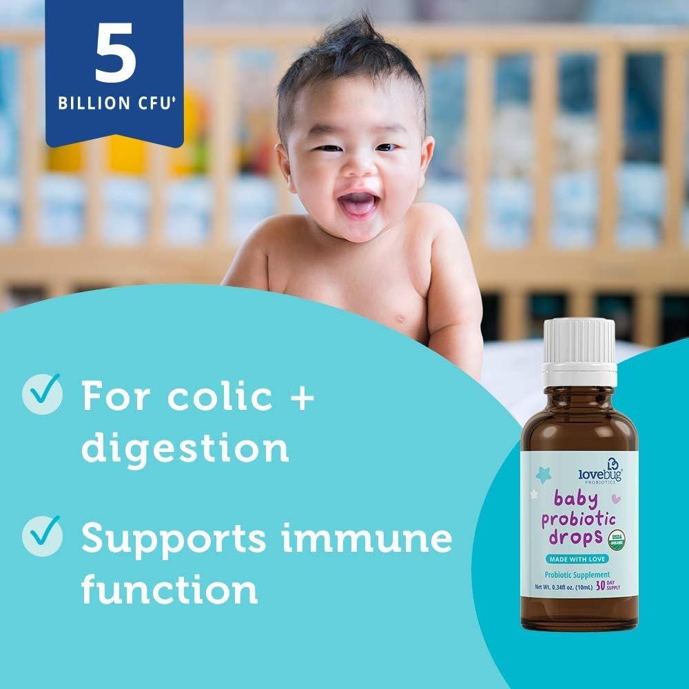 Lovebug Award Winning USDA Organic Probiotic for Infants & Babies | Helps with Colic, Reflux, Diarrhea, Constipation & Gas | Multi-Strain 5 Billion CFU | Liquid Drops | Ages 0-24 Months - Image 4