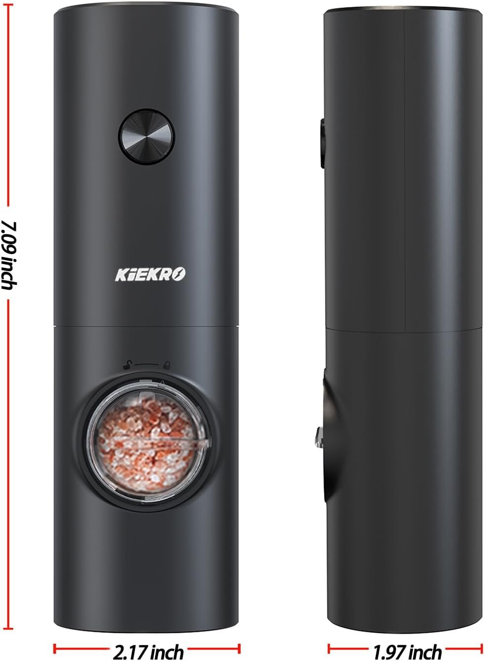 Electric Salt and Pepper Grinder Set, Battery Operated Salt and Pepper Grinder (without Battery), Kitchen Gadget with White Led Light, Adjustable Coarseness, One-hand One-button Start, Black - Image 5