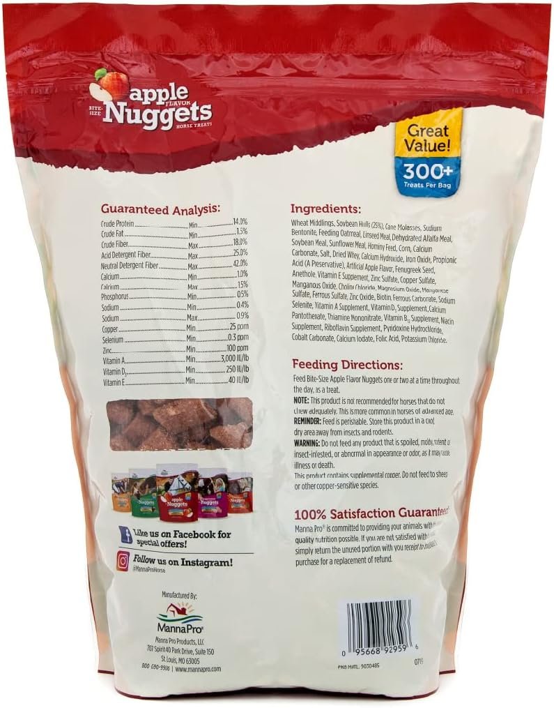 Manna Pro Bite-Size Nuggets for Horses - Pocket Sized Training Horse Treats - Apple Flavored Treats - Packs with Vitamins & Minerals- Great Taste Guaranteed - 4lbs - Image 3