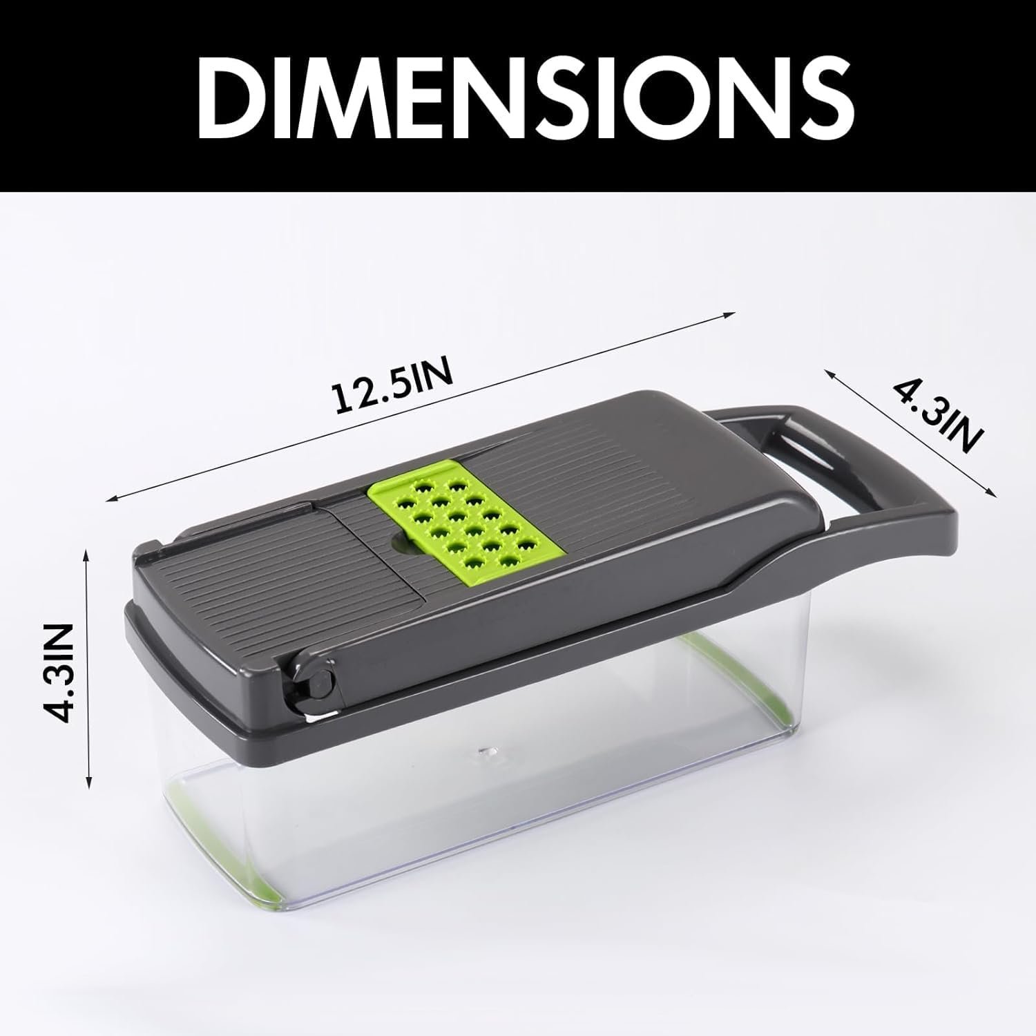 Vegetable Chopper 12 in 1 Mandoline Slicer Fruit Vegetable Onion Dicer Cheese Grater Veggie Slicer Multiblade Kitchen Gadget, Gray/Green, MJ-BR-20220824 - Image 7