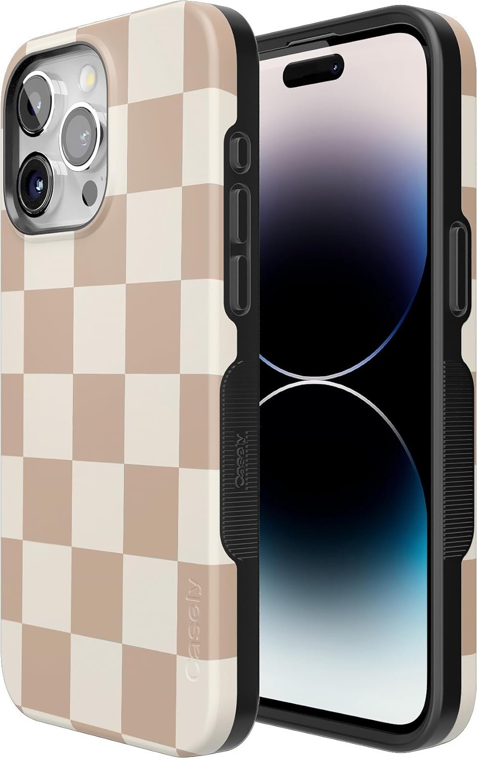 Casely iPhone 15 Pro Max Case | Fit Check | Neutral Checkerboard Checkered Case | Bold Protective Case | Compatible with MagSafe and Action Button - Image 7