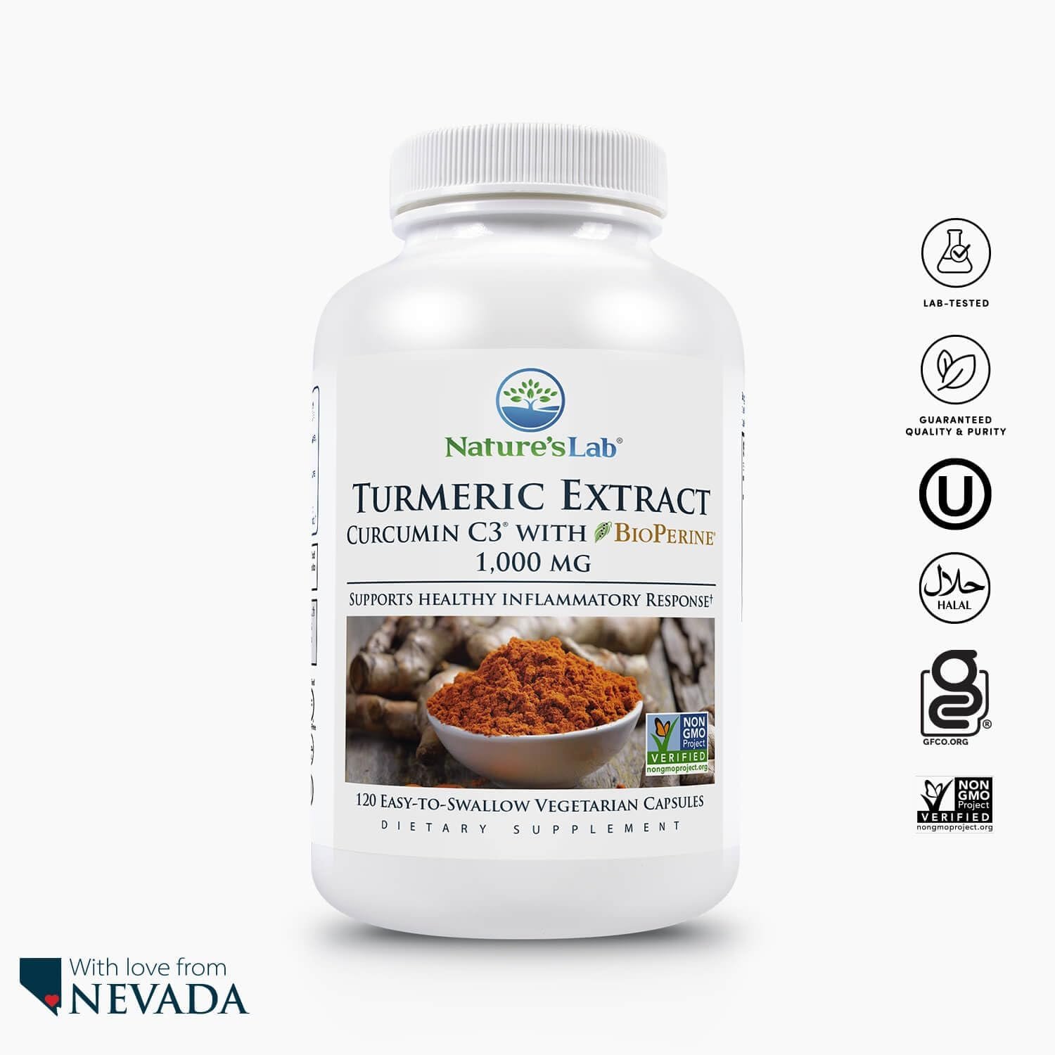 Nature's Lab Turmeric Curcumin C3 Complex 1000mg - Turmeric Extract 1000mg & BioPerine 5mg Standardized to 95%, Promotes Cardiovascular, Immune, Joint, Skin Health - 120 Capsules (60 Day Supply) - Image 6
