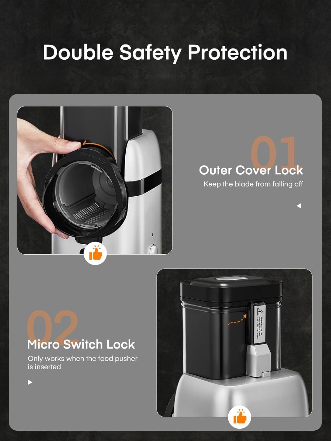 FOHERE Electric Cheese Grater, Large Feed Chute Electric Grater Vegetable Shredder with Multi Replaceable Blades and Storage Box, 5 in 1 cheese slicer for Whole Potatoes, Cheese and Nuts - Image 6