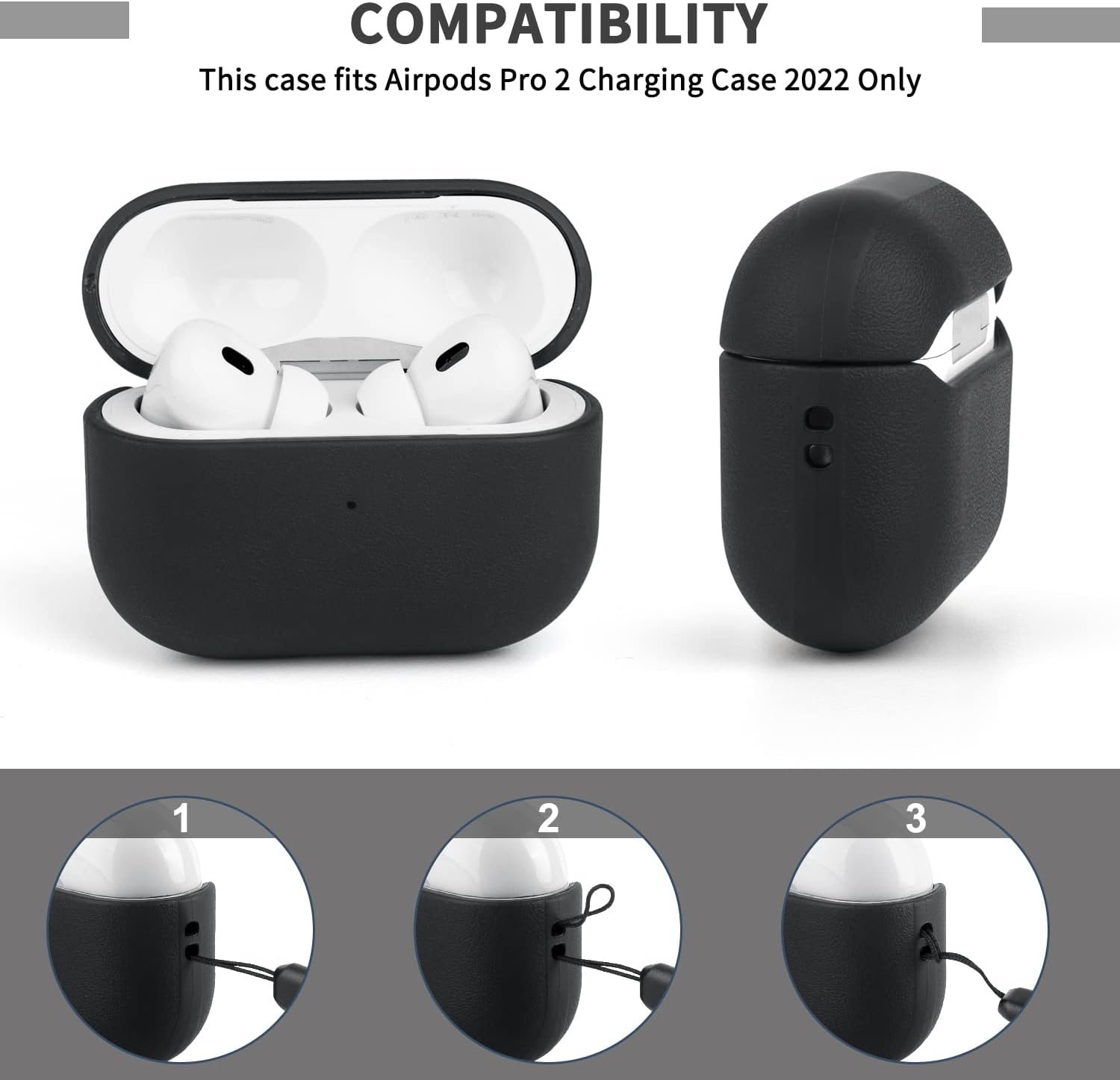 2022 Cover Compatible with Airpods Pro 2 Case, Leather Texture Full-Body Protective Case Compatible with Airpods Pro 2,Wireless Charging and Front LED Visible - Image 6