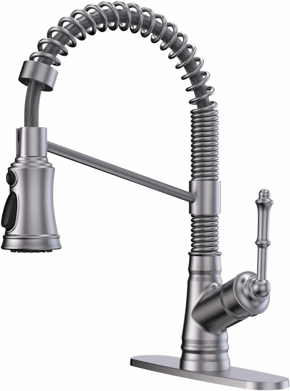 Single Handle Kitchen Sink Faucet with Pull Down Sprayer, Single Level Pull Out Kitchen Faucet, Brushed Nickel - Image 2