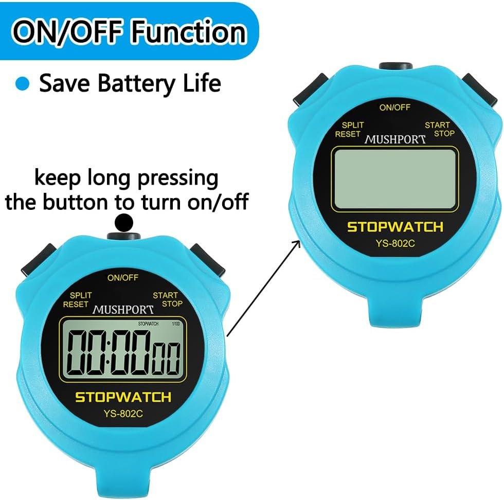 Stopwatch Timer Only Stopwatch Mode, ON/Off Silent No-Clock No-Date No-Countdown Simple Operation, Digital Stop Watch for Sports Kids Coaches Swimming Running, Blue - Image 4
