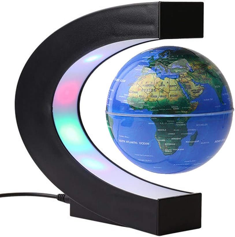 Magnetic Floating Globe Levitation 4inch Floating Globe Led Light World Map with C Shape Base (Blue 4" Globe) - Image 2