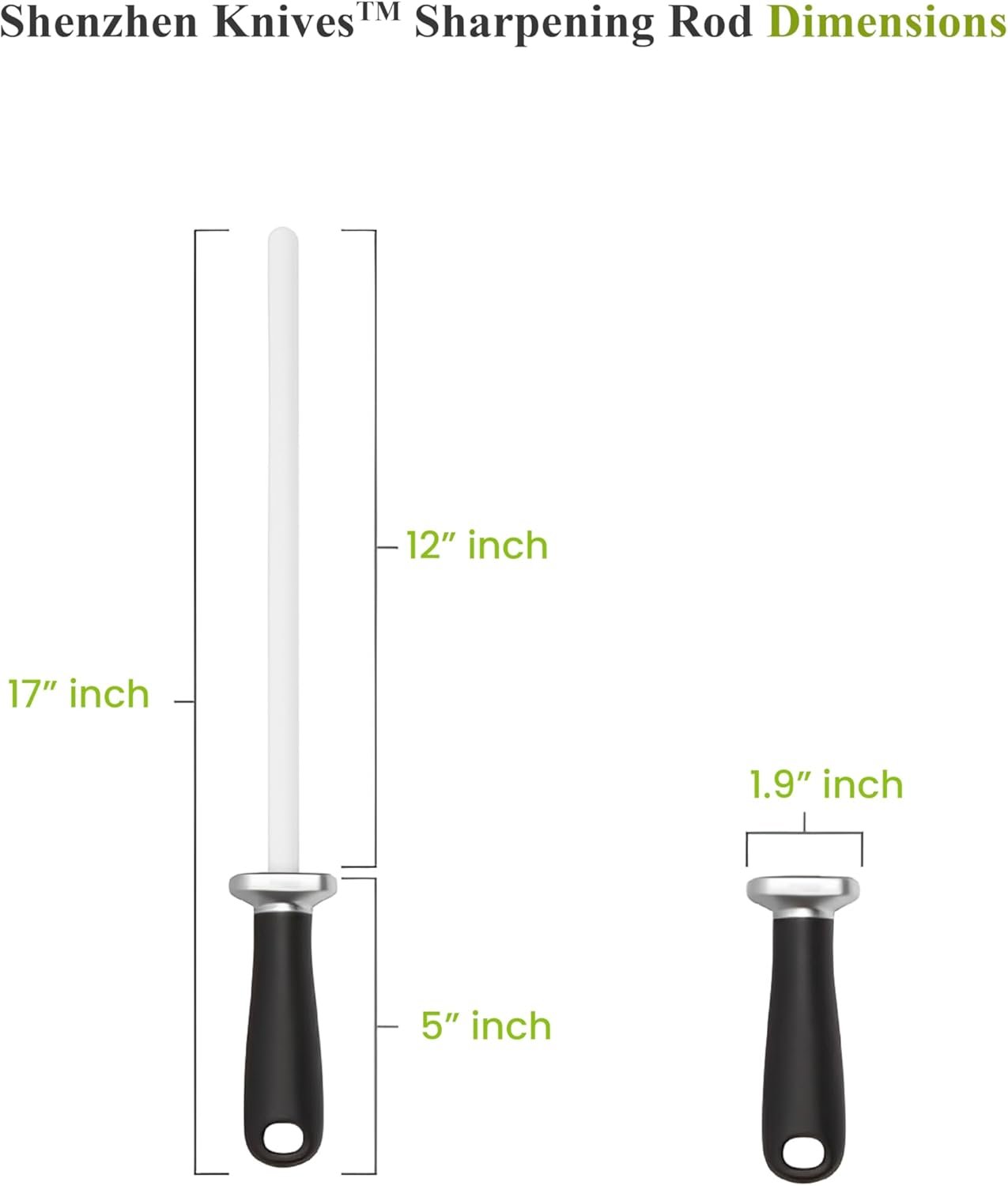 White Ceramic Knife Sharpener Honing Rod: Best Professional Knife Sharpening Tool.12 Inch Honing Stick, Ceramic Honing Rod for Chef's Knife and Kitchen Knife - Image 5