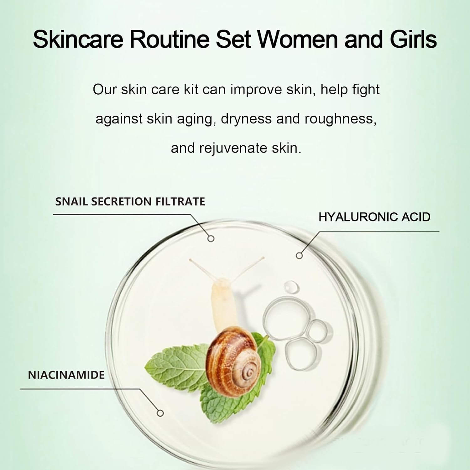 Advanced Snail Mucin Set, Face Skin Care Set, Korean Skincare Gift Set for Teenage Girls, Skin Care Products Set with Serum, Cream, Eye Cream, Toner, Facial Snail Mucin Kit for Women Hydrating 4PCS - Image 4
