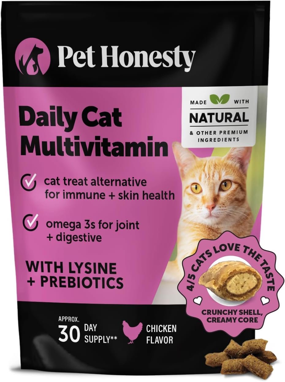 Pet Honesty Cat Multivitamin Chews - Cat Treats for Health + Immune, Cat Joint Support, Skin & Coat, and Digestion | Omega 3s, Lysine for Cats, Cat Probiotic, Cat Vitamins - Chicken (30-Day Supply) - Image 2