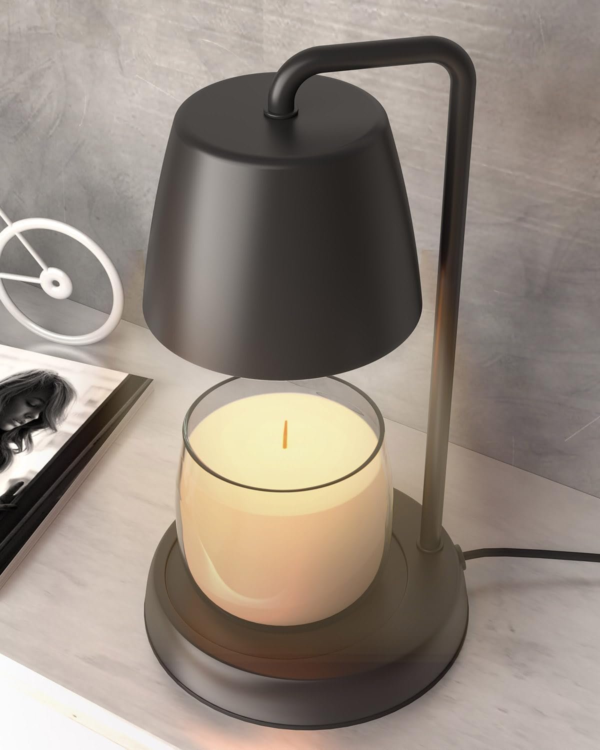 Black Candle Warmer Lamp with Timer and Dimmer for Jar Candles - Perfect Home Decor Gift for Women, Daughters, Moms - Includes 2 Bulbs - Image 10