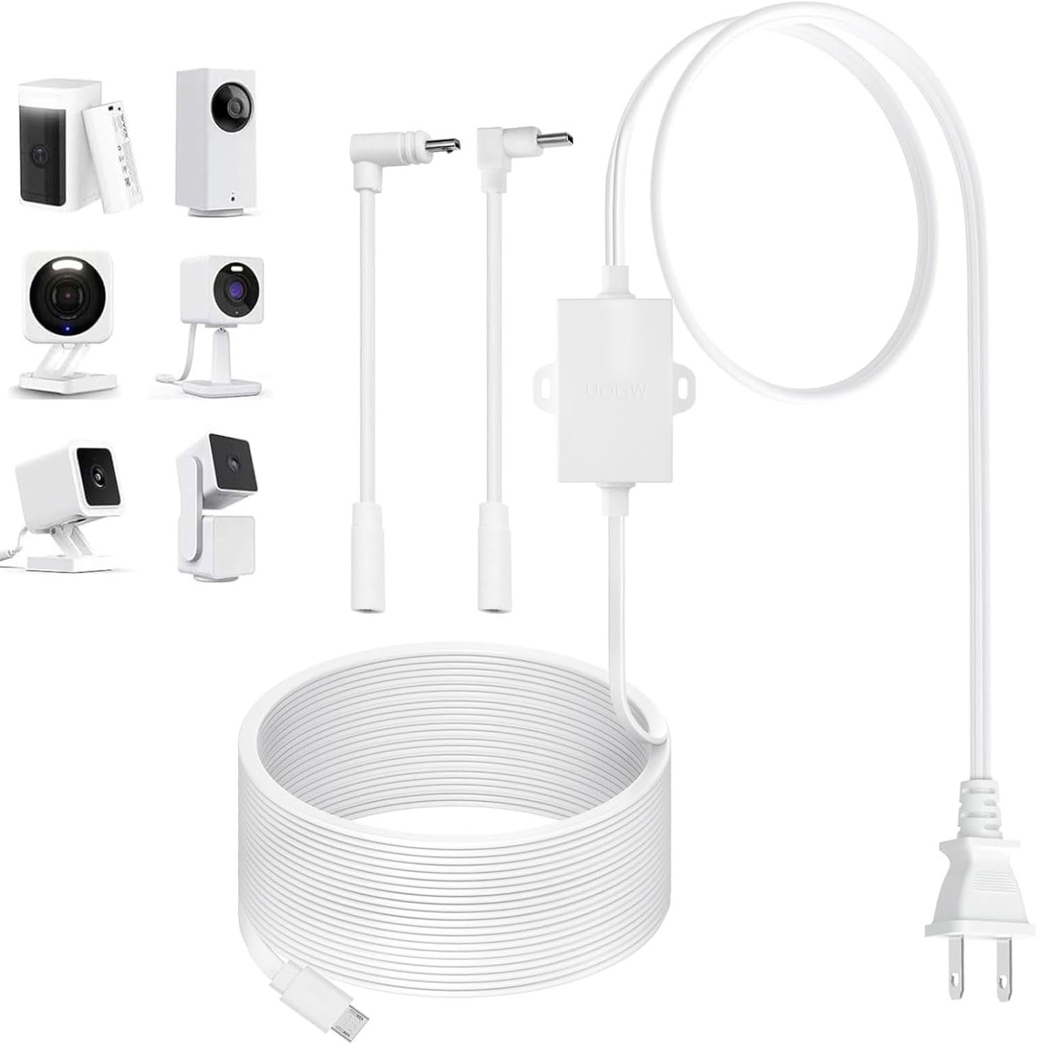 Uogw 20Ft/6m Outdoor Power Adapter Compatible with Wyze Cam V4,Wyze Cam Pan V3/V2,Wyze OG,Wyze Cam V3 and V3 Pro,WYZE Battery Cam Pro,Replace The WYZE Plug,Waterproof Power Cable for Wyze Cam - Image 2