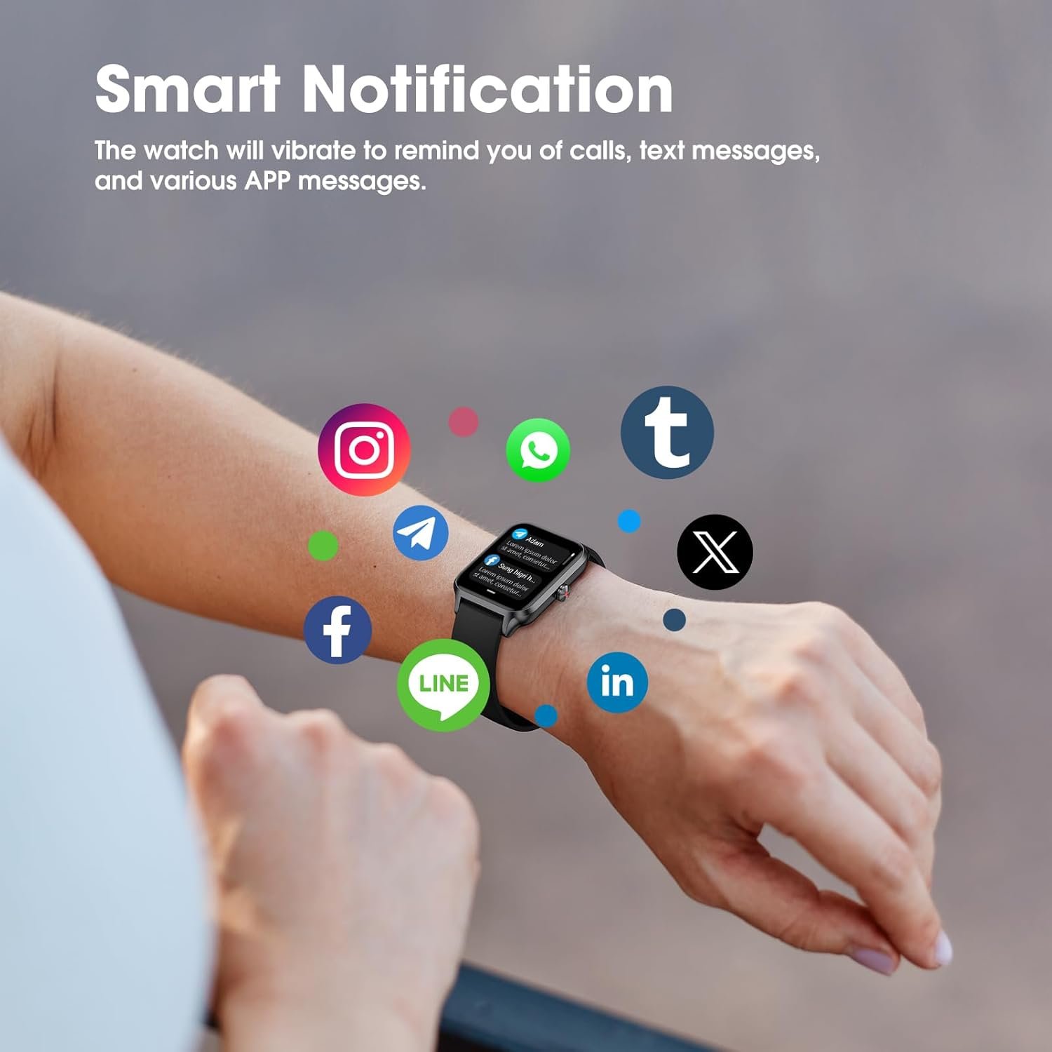 Smart Watch, IP68 Waterproof Fitness Tracker with Heart Rate, SpO2 and Sleep Monitor, Pedometer Fitness Watch for Women Men, Step Counter, Smartwatch Compatible with iOS Android Phones - Image 6