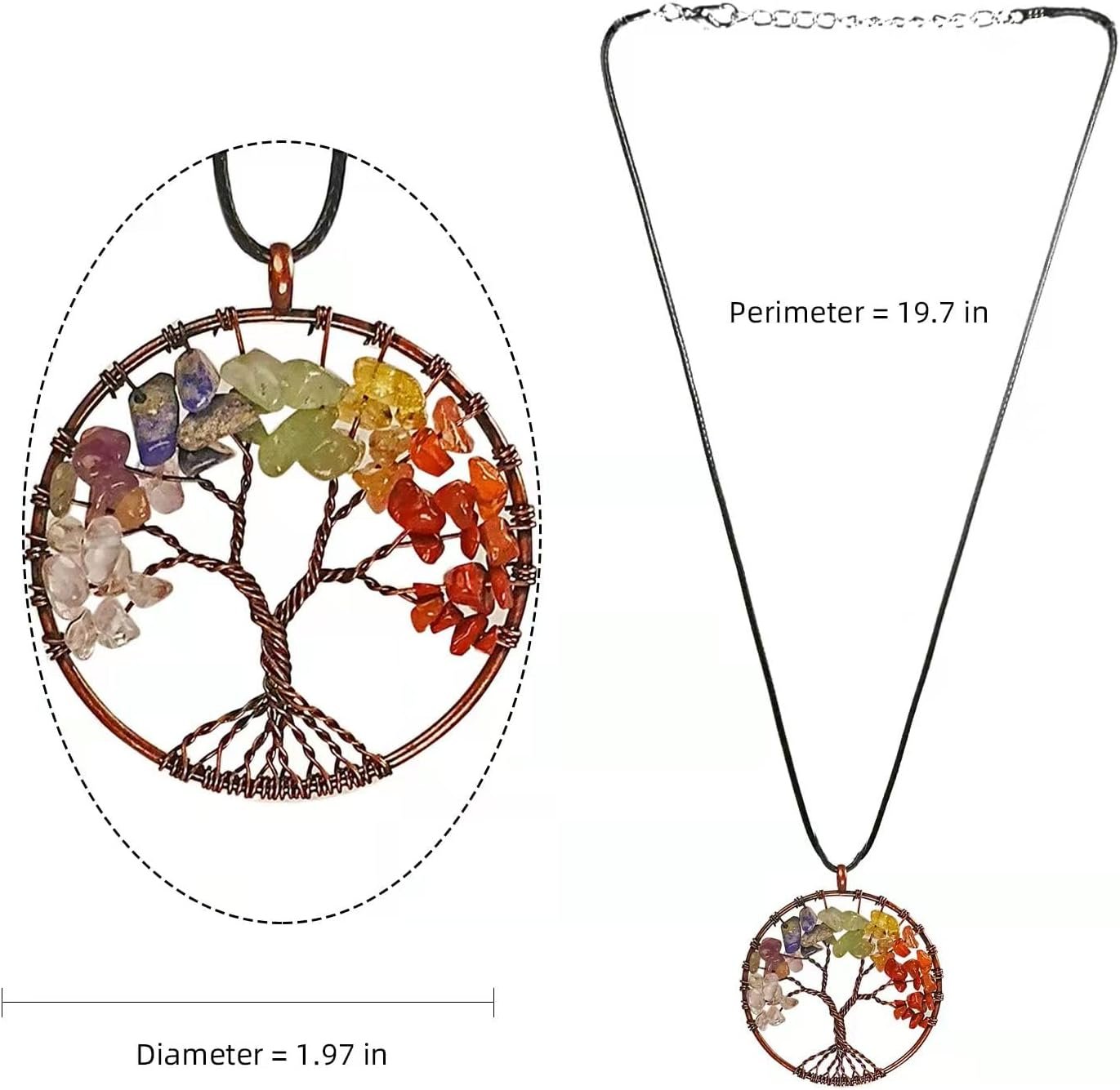 Car Mirror Hanging Accessories Healing Crystal Decor Tree of Life Car Hanging Decor 7 Chakras Stones Ornaments Good Luck Home Decoration - Image 7