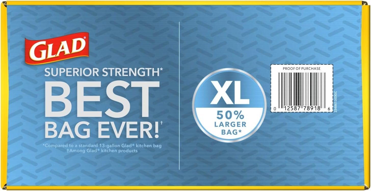 Glad Trash Bags, Force Flex Kitchen Pro Drawstring Garbage Bags, Fresh Clean, 80 Count - Image 14