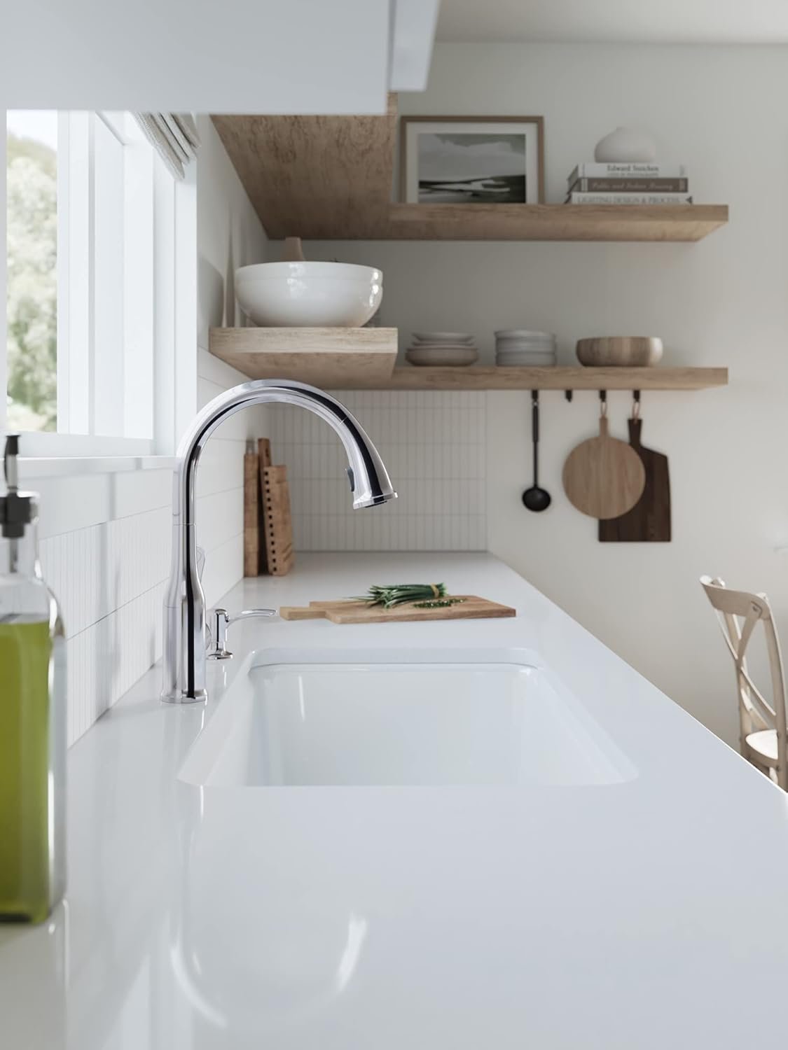 KOHLER K-REC23863-SD-CP Motif Kitchen Faucet with Pull Down Sprayer and Soap Dispenser, Kitchen Sink Faucet in Polished Chrome - Image 4
