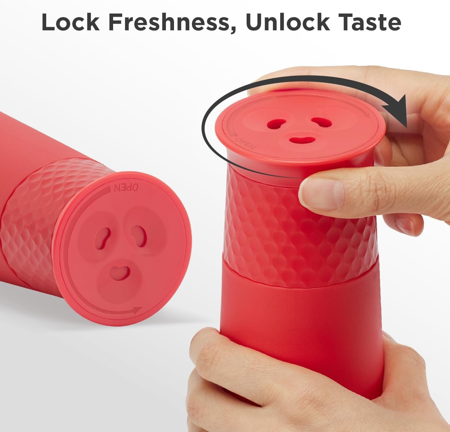 Kitchen Mama Rechargeable Gravity Salt and Pepper Grinder, Adjustable Coarseness, Refillable, Electric One-Hand-Operated, Small & Light Seasoning Tools - Automatic Spice Shaker Dispenser (Red) - Image 4