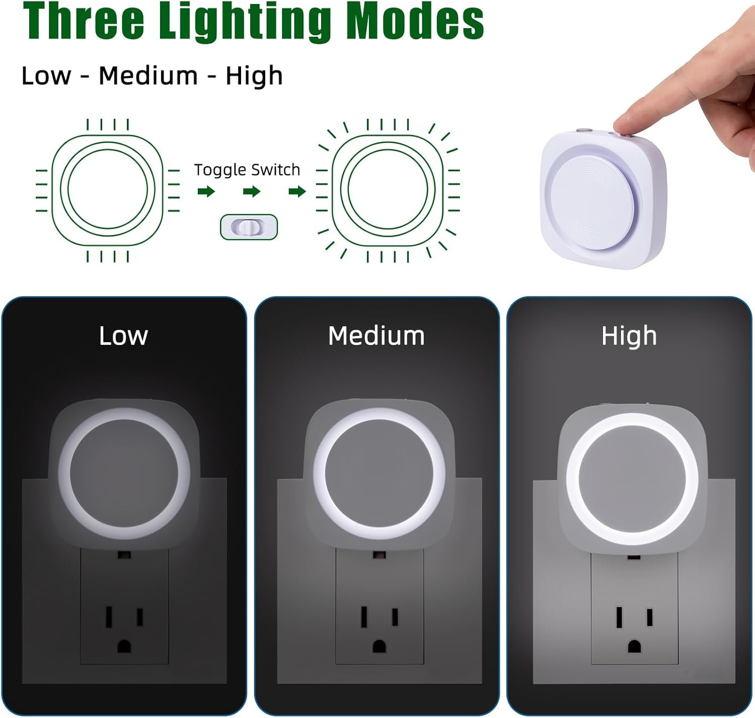 LED Night Lights Plug into Wall, Indirect Soft Dimmable Night Light with Dust to Dawn Sensor, White Nightlight for Bedroom,Bathroom,Kitchen,Stairs,Hallway,Travel, 4 Packs, White - Image 3