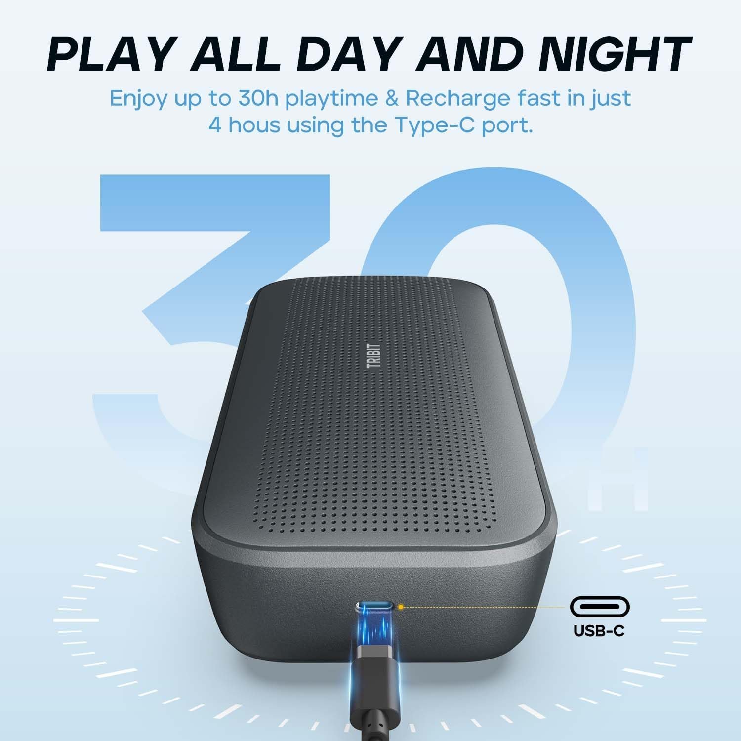 Tribit StormBox Flow Bluetooth Speaker, Portable Speaker with XBass, 30H Playtime Wireless Speaker, IP67 Waterproof, Bluetooth 5.3, TWS, Custom EQ, Type-C Speaker for Outdoor Travel Beach - Image 4