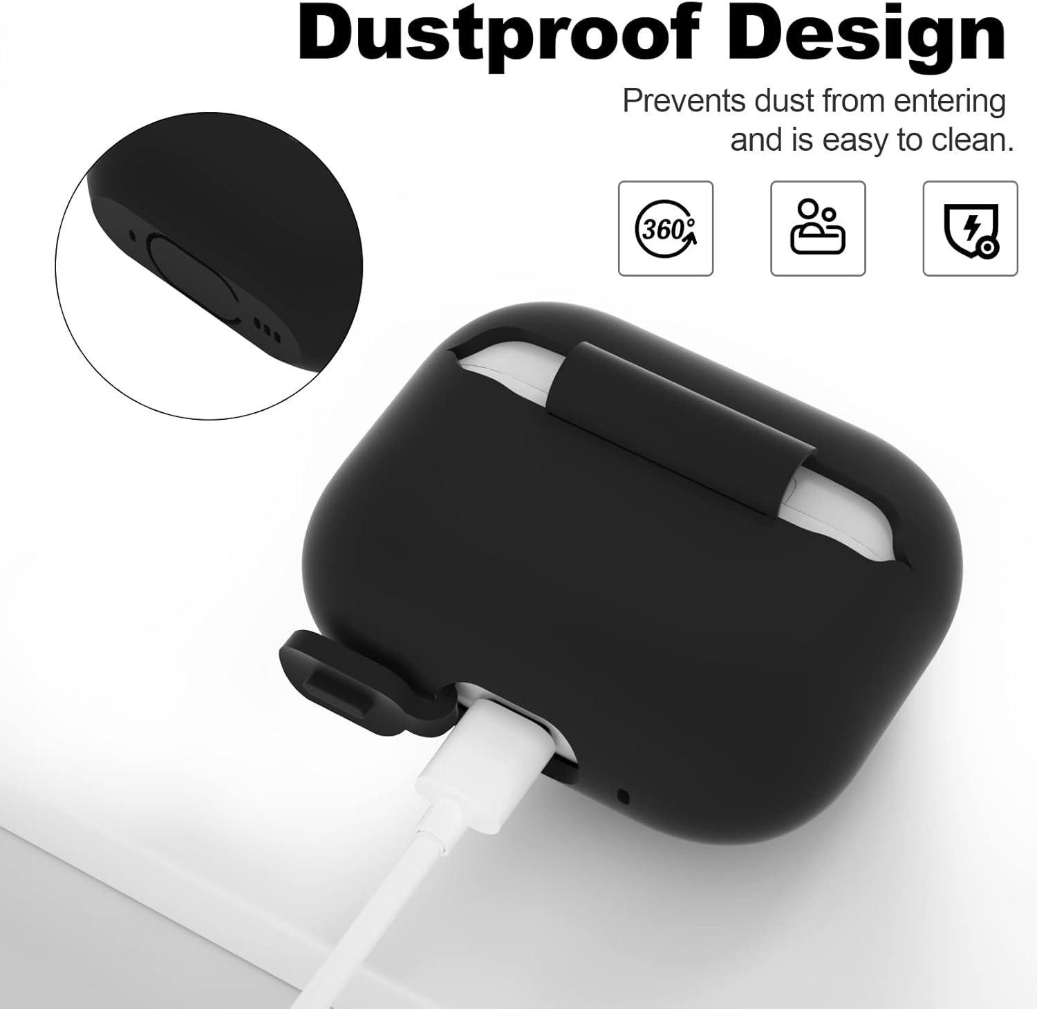 ATUAT for AirPods Pro 2nd Generation Case Cover(2022), Protective Soft Silicone Skin Accessories for Men Women Boys Girls for Apple AirPods Pro Gen 2, Front LED Visible-Black - Image 5