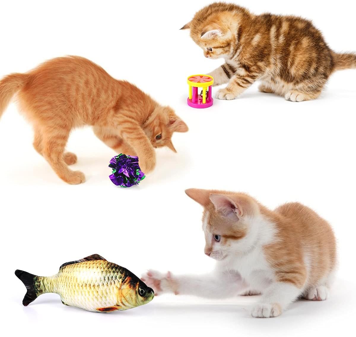 32 PCS Cat Toys Kitten Toys, Variety Catnip Toys with Rainbow Tunnel Interactive Cat Feather Teaser Fluffy Mouse Crinkle Balls Spring Toy Set for Cat, Kitty - Image 4