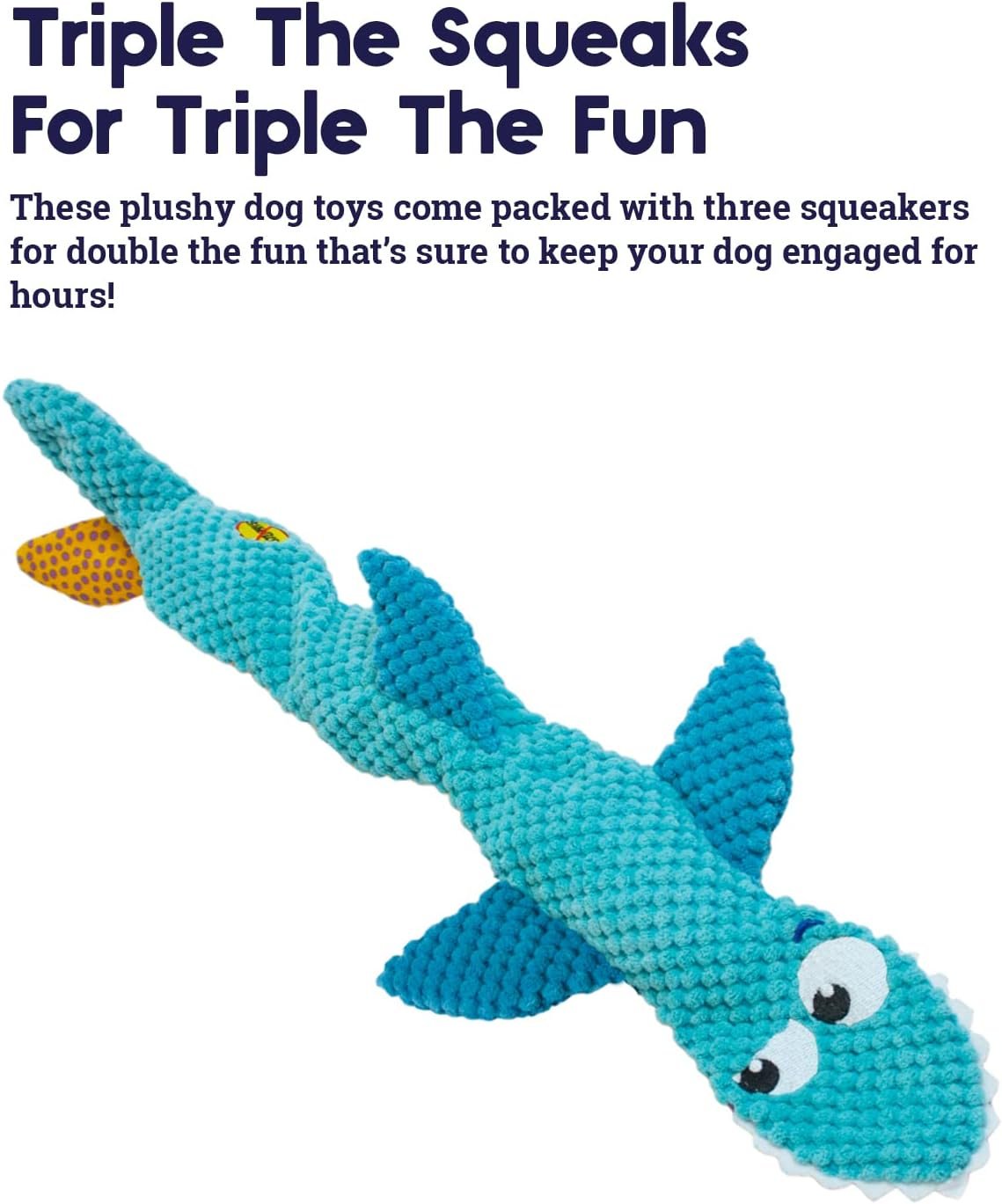 Petstages Stuffing-Free Floppy Shark Plush Dog Toy, Large - Image 4