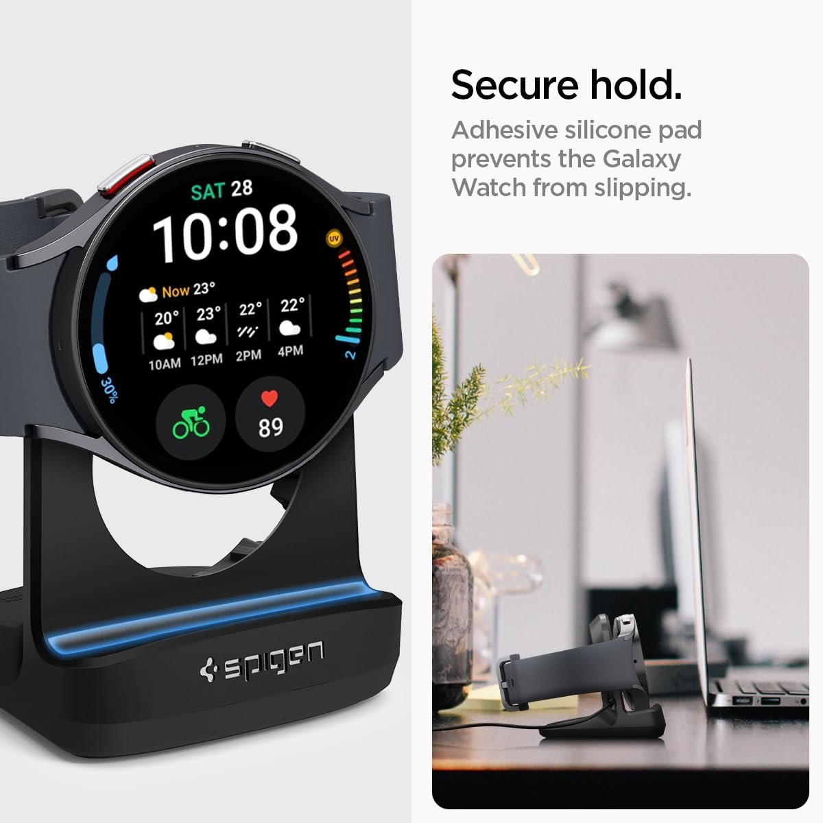 Spigen S353 Designed for Samsung Galaxy Watch 7 40,44mm/Galaxy Watch Ultra 47mm/Galaxy Watch 6 40,44mm/Galaxy Watch 6 Classic 43,47mm/Galaxy Watch 5 40,44mm/Galaxy Watch 5 Pro Charger Stand - Black - Image 7