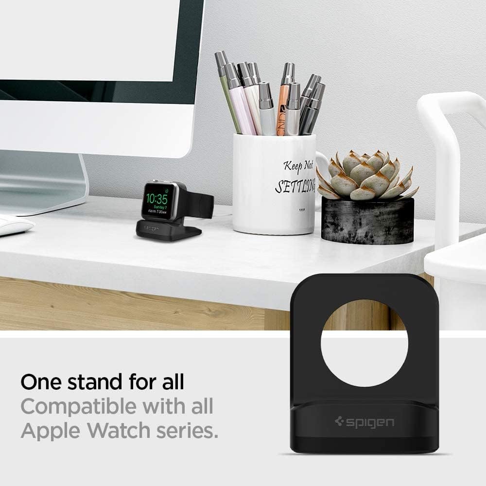 Spigen S350 Designed for Apple Watch Charger Stand Apple Watch Ultra 2/Ultra 49mm, Series 10 46/42mm, 9/8/7 45/41mm, SE2/SE/6/5/4 44/40mm, 3/2/1 42/38mm Durable TPU with Non-Slip Stable Base - Black - Image 5