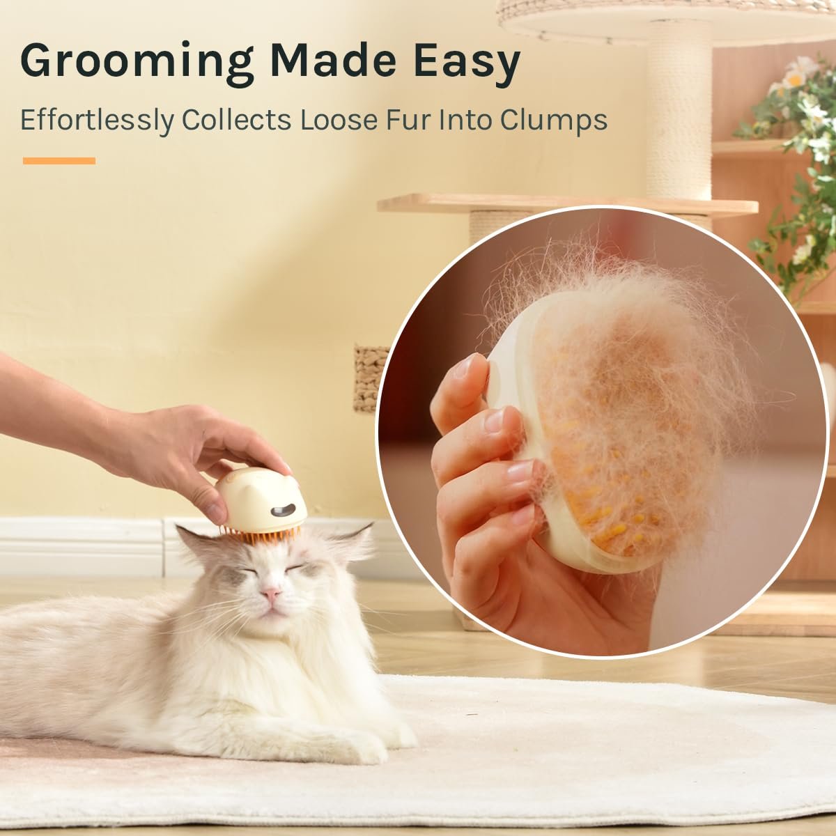 Cat Steam Brush for Easy Grooming – Dual-Head Petting & Shedding Tool with Spray Feature | Skin-Friendly & Massage Function | The Stylish Shedding Solution for Cat Lovers - Image 7