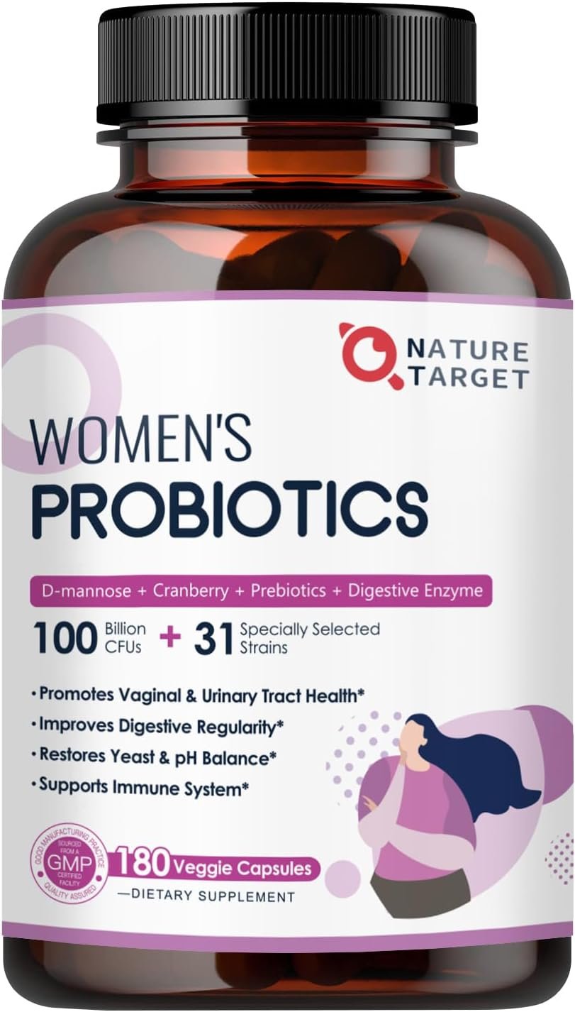 Probiotics for Women Digestive Health, 100 Billion CFUs Probiotic with Digestive Enzymes & Prebiotics, Vaginal Probiotics with Cranberry for Urinary Tract Health, pH Balance, 180 Veggie Capsules - Image 2