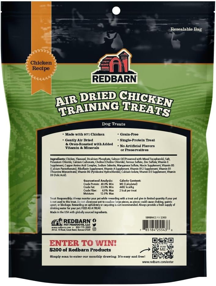 Redbarn All-Natural Air Dried Chicken Training Treats for Puppies & Dogs – Grain-Free Single Protein Rewards Made in USA for Small, Medium, & Large Breeds - 8 oz Resealable Bag - Image 3