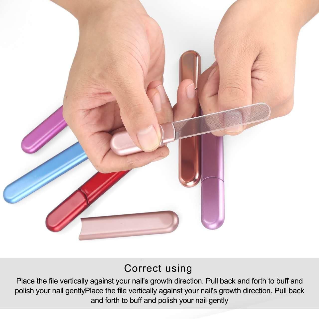 Premium Glass Nail File with Case, Crystal Diamond Salon Best Beauty Nail Buffer for Natural and Acrylic Nails Christmas Gift for Woman and Man,Apricot - Image 5