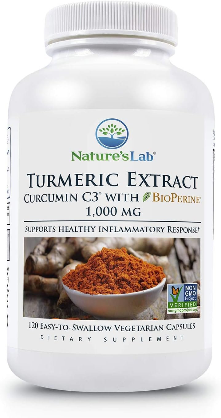 Nature's Lab Turmeric Curcumin C3 Complex 1000mg - Turmeric Extract 1000mg & BioPerine 5mg Standardized to 95%, Promotes Cardiovascular, Immune, Joint, Skin Health - 120 Capsules (60 Day Supply) - Image 2