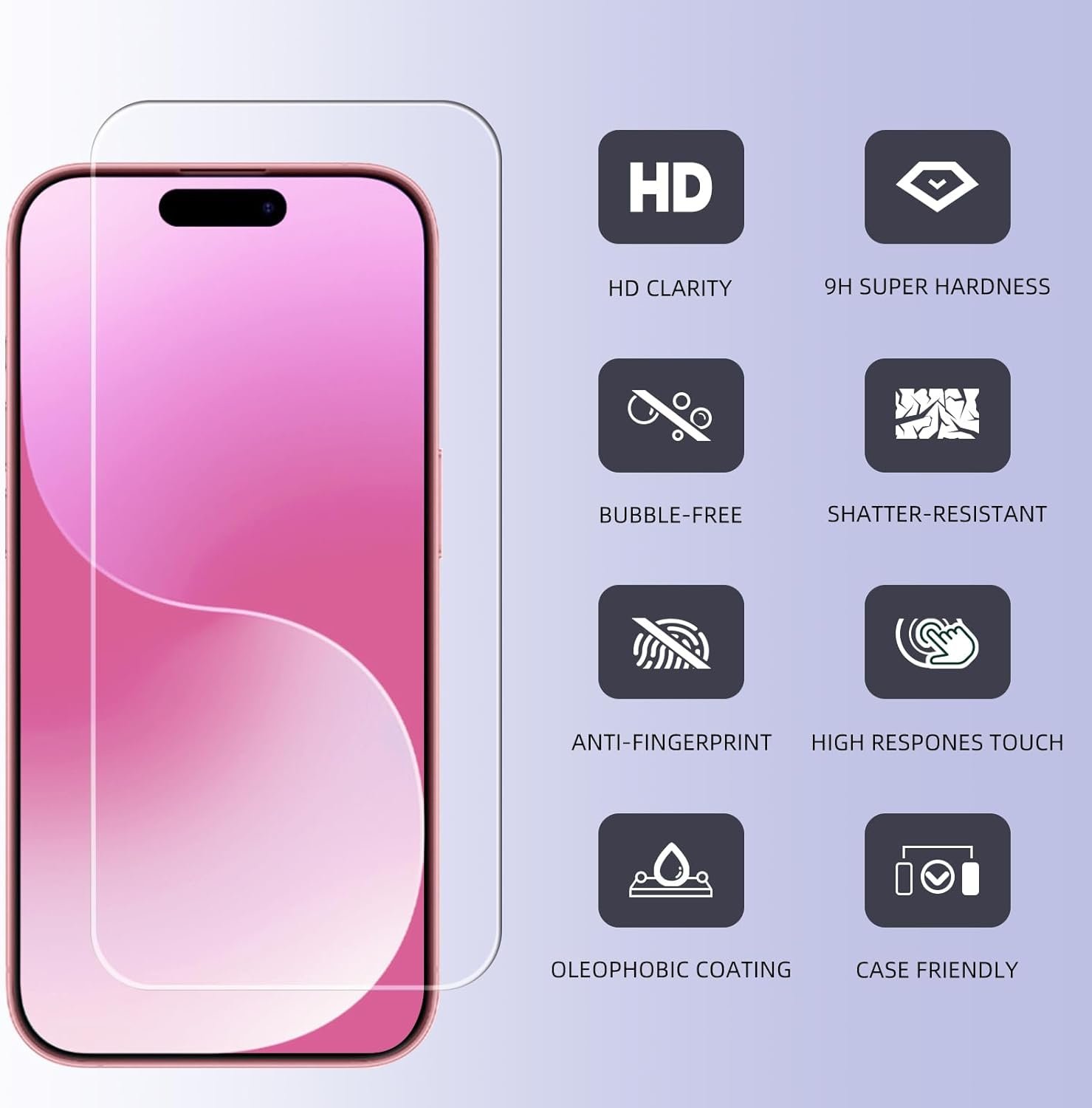 3 Pack Screen Protector for iPhone 15 Pro Max 6.7" with 2 Pack Tempered Glass Camera Lens Protector, Ultra HD, 9H Hardness Accessories, Scratch Resistant, Case Friendly - Easy Install - Image 3