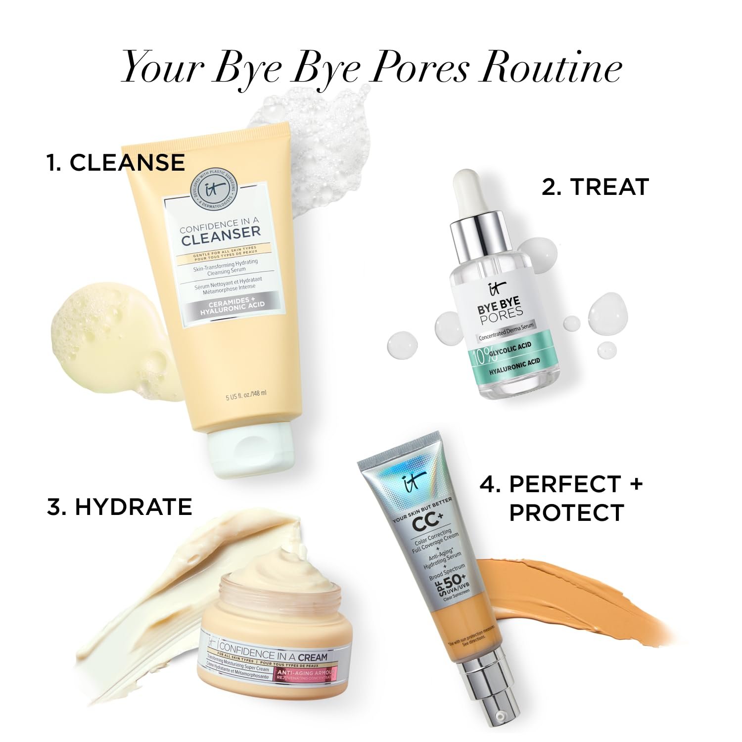 IT Cosmetics Bye Bye Pores 10% Glycolic Acid Face Serum - Visibly Minimizes Pores In 1 Week & Gently Exfoliates to Help Refine Skin’s Texture - With Hyaluronic Acid for Hydration -1 Fl. Oz - Image 7