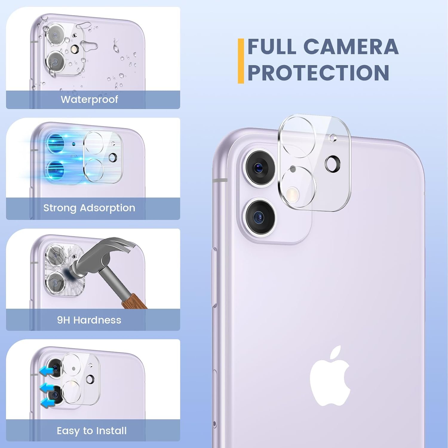 Maxdara [6 in 1 for iPhone 11 Screen Protector (6.1 inches), 2 Pack iPhone 11 Back Screen Protector with 2 Pack Front Screen Protector and Camera Lens Protector, 9H Hardness, Ultra HD - Image 6